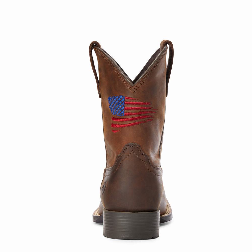 Kids' Ariat Patriot II Western Boots Brown | SZAB-61827