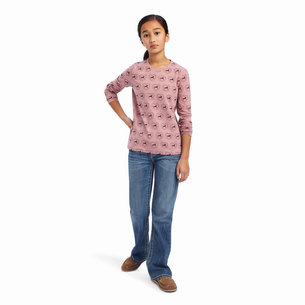 Kids' Ariat So Love Polo Shirts Rose | PAVM-38617