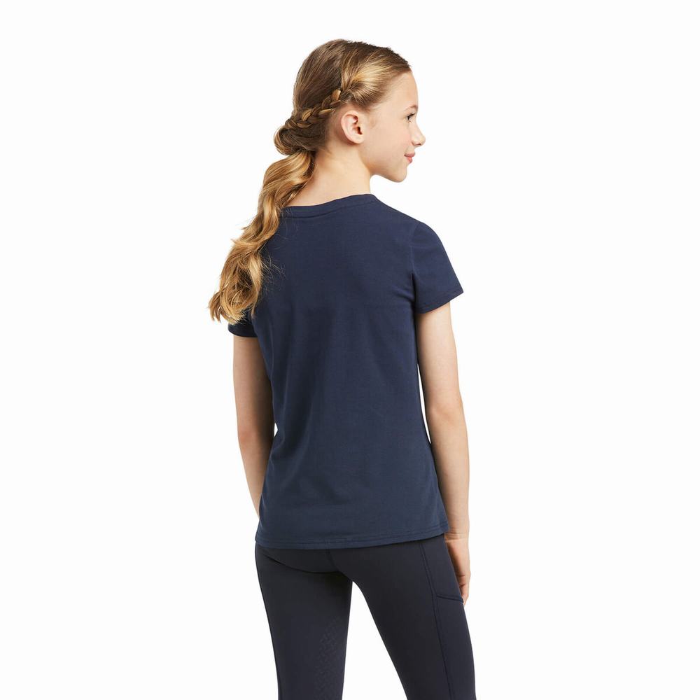 Kids' Ariat Someday Polo Shirts Navy | SVDY-74396