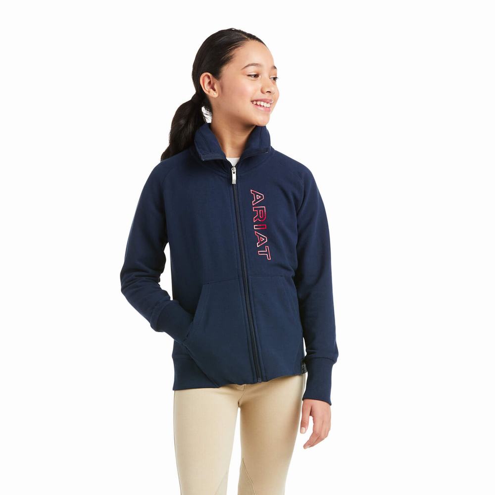 Kids\' Ariat Team Logo Full Zip Hoodie Multicolor | RTJC-37254