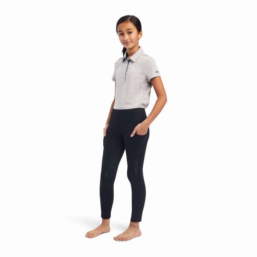 Kids' Ariat Venture Thermal Half Grip Riding Pants Black | TLSX-65829