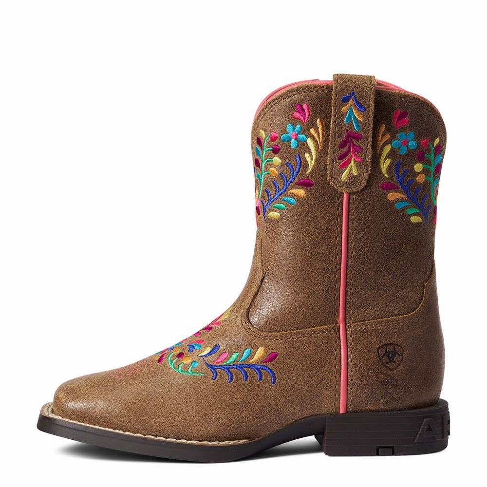 Kids' Ariat Wild Flower Western Boots Brown | MJAY-72345