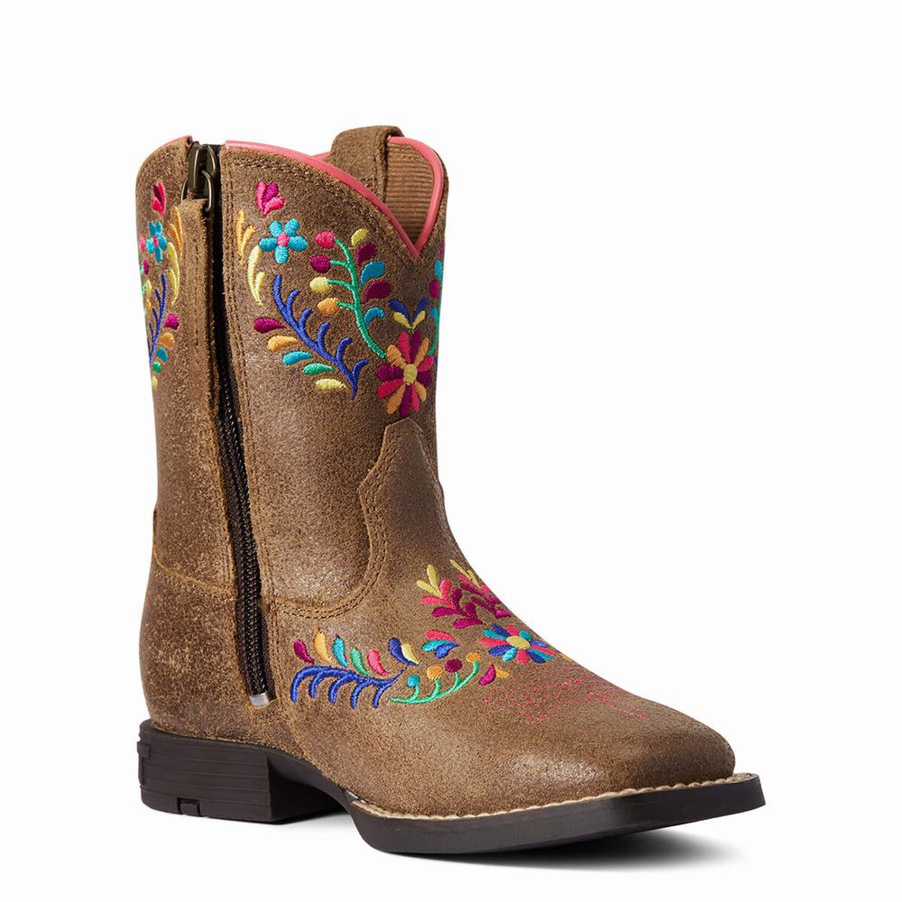 Kids' Ariat Wild Flower Western Boots Brown | MJAY-72345