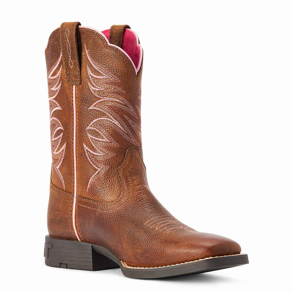 Kids' Ariat Youth Firecatcher Western Boots Brown | FKBH-49613