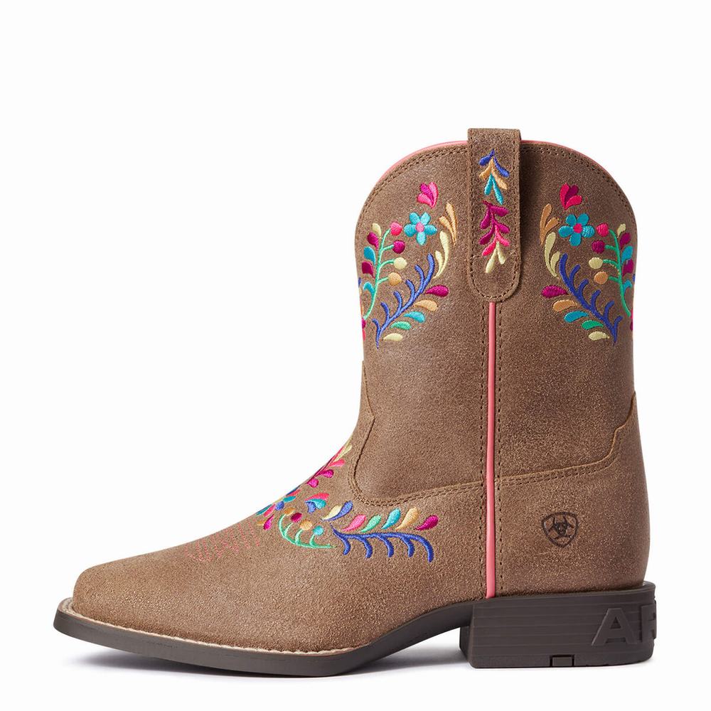 Kids' Ariat Youth Wild Flower Western Boots Brown | WPFT-52431