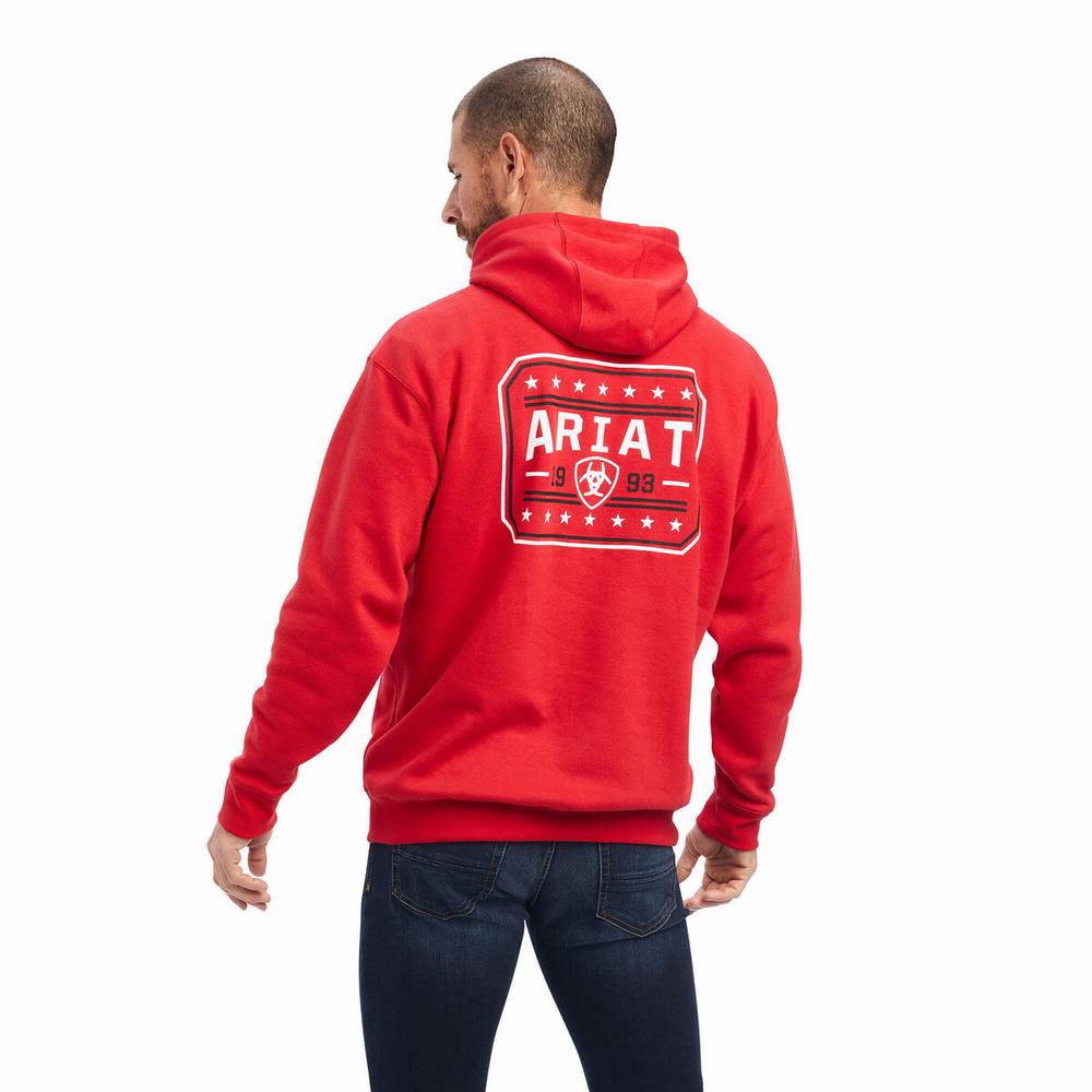 Men's Ariat 93 Liberty Hoodie Red | VFHB-59687