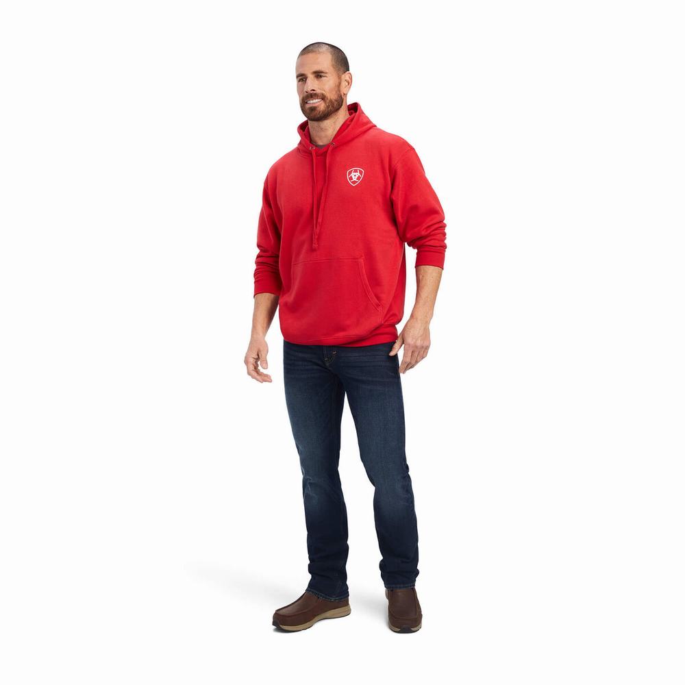 Men's Ariat 93 Liberty Hoodie Red | VFHB-59687