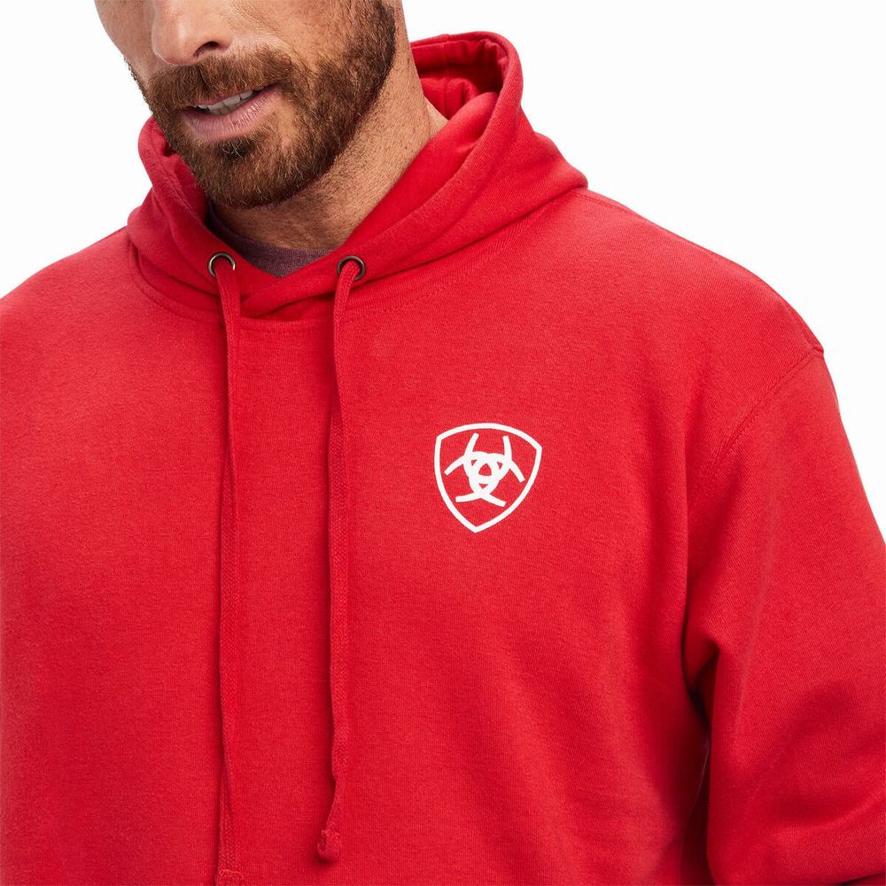 Men's Ariat 93 Liberty Hoodie Red | VFHB-59687