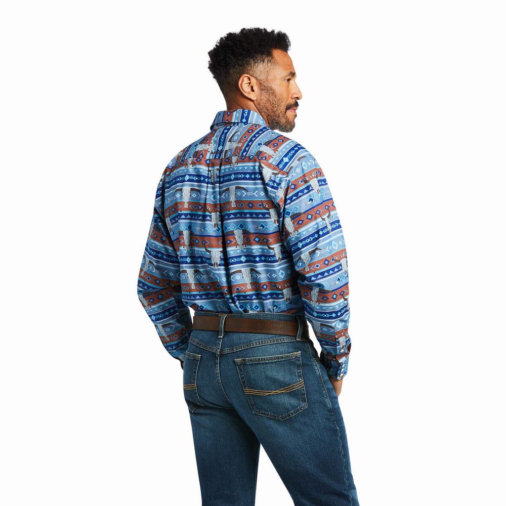 Men's Ariat Amir Classic Fit Shirts Blue | SWJF-81602