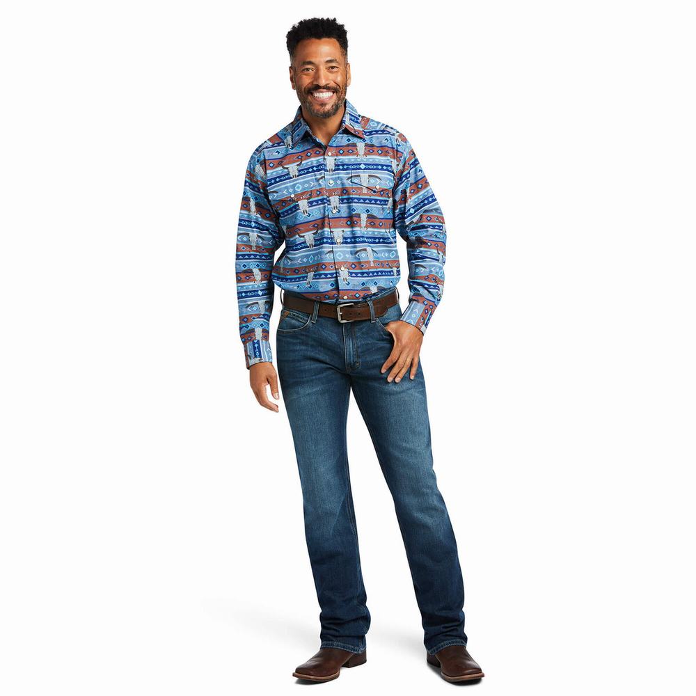 Men's Ariat Amir Classic Fit Shirts Blue | SWJF-81602