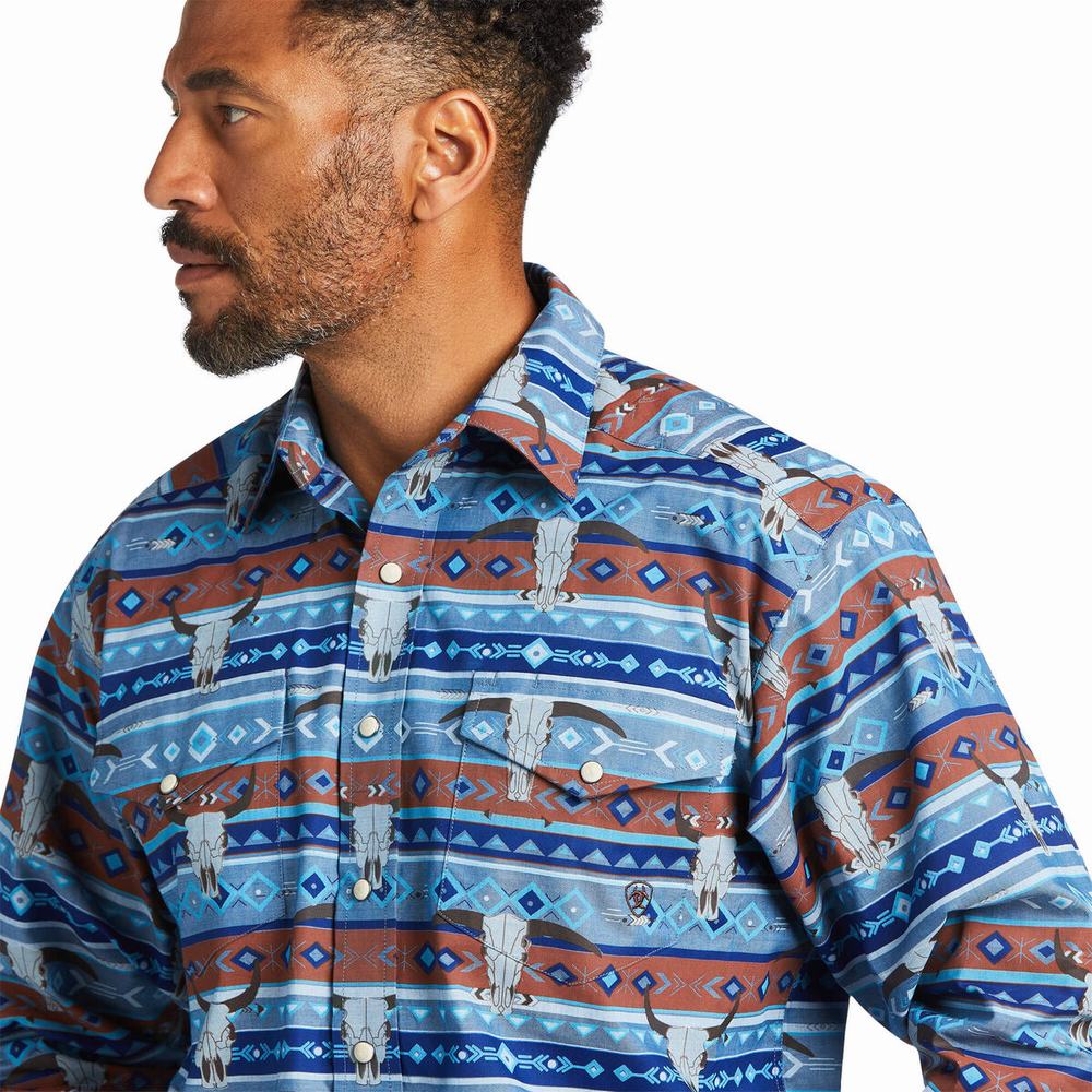 Men's Ariat Amir Classic Fit Shirts Blue | SWJF-81602