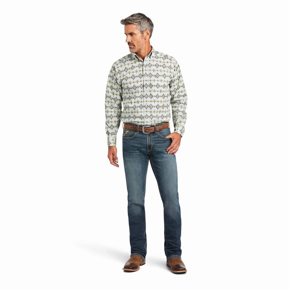 Men's Ariat Archer Fitted Shirts White | DNQZ-63587