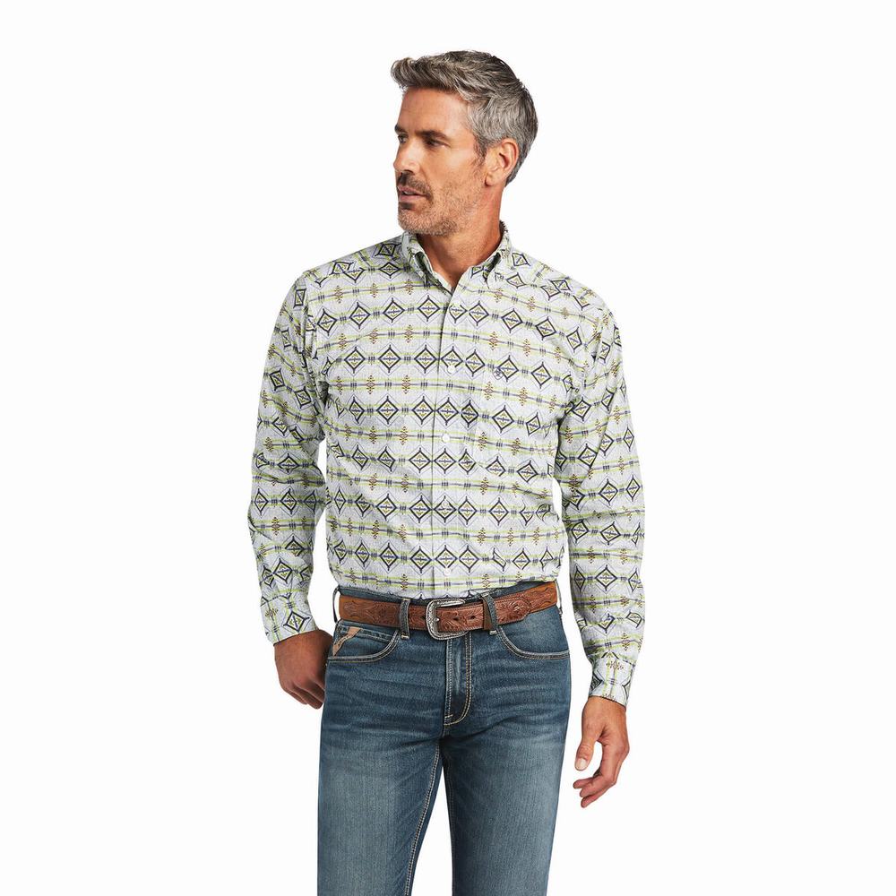 Men\'s Ariat Archer Fitted Shirts White | DNQZ-63587