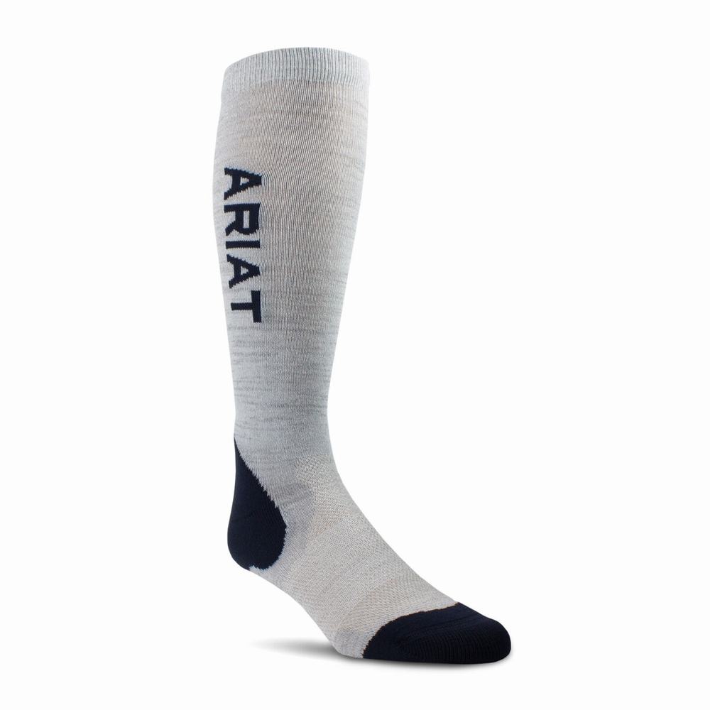 Men\'s Ariat AriatTEK Performance Socks Grey / Navy | IPNQ-86147