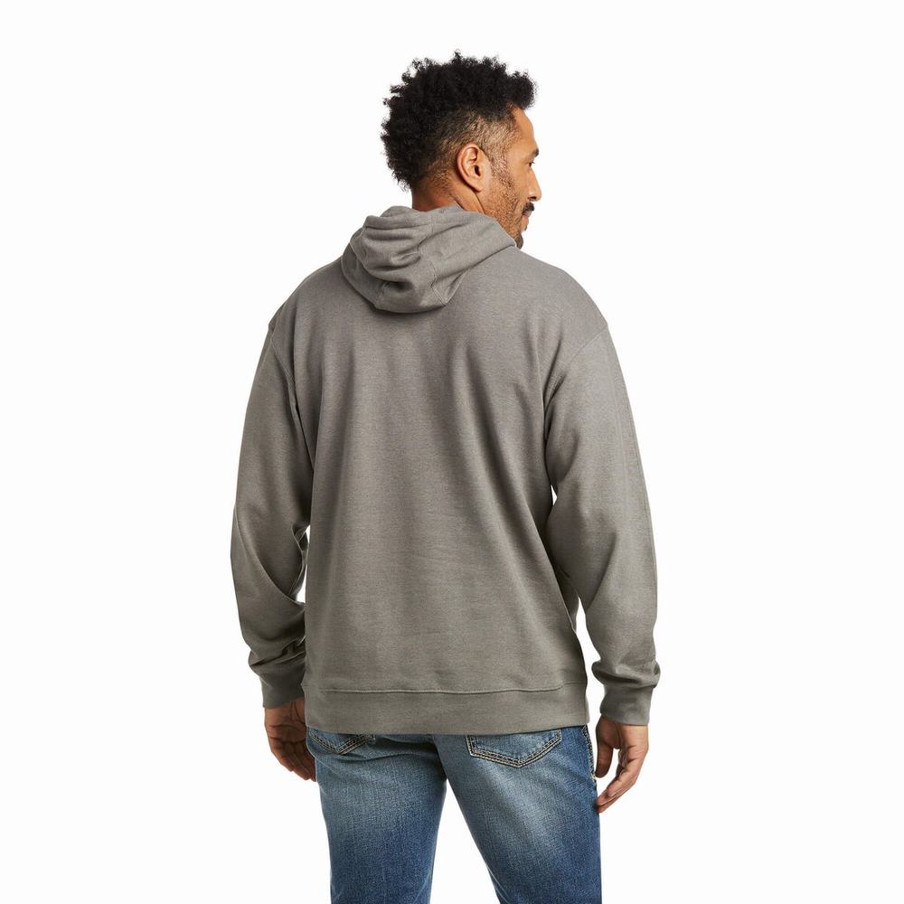 Men's Ariat Basic Hoodie Grey Red | RYHL-92538