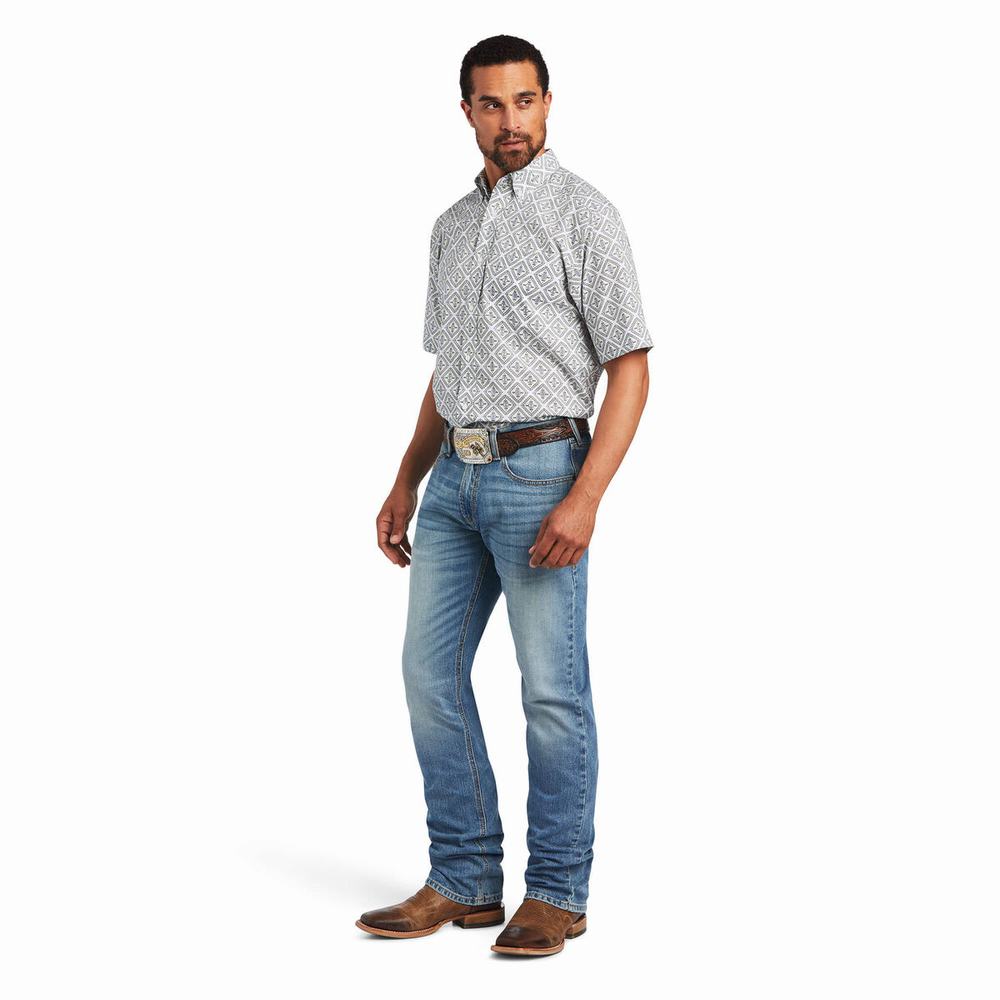 Men's Ariat Baylor Classic Fit Shirts White | GKZC-93176