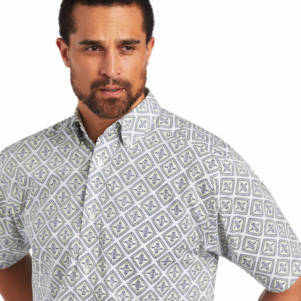 Men's Ariat Baylor Classic Fit Shirts White | GKZC-93176