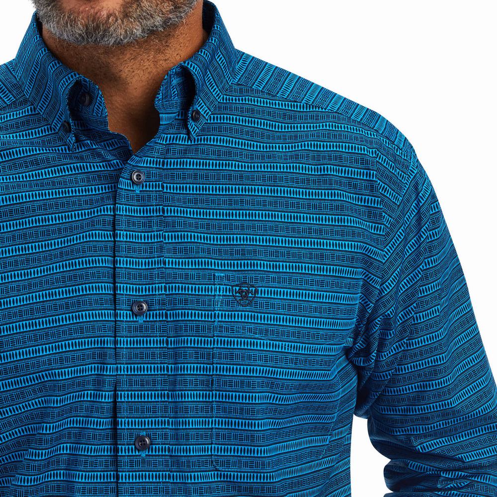 Men's Ariat Beasley Classic Fit Shirts Blue | DNVU-94826