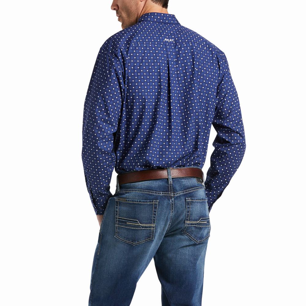 Men's Ariat Bedell Classic Fit Shirts Blue | XYOS-29354