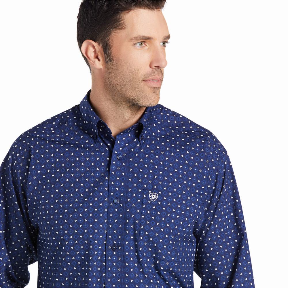 Men's Ariat Bedell Classic Fit Shirts Blue | XYOS-29354