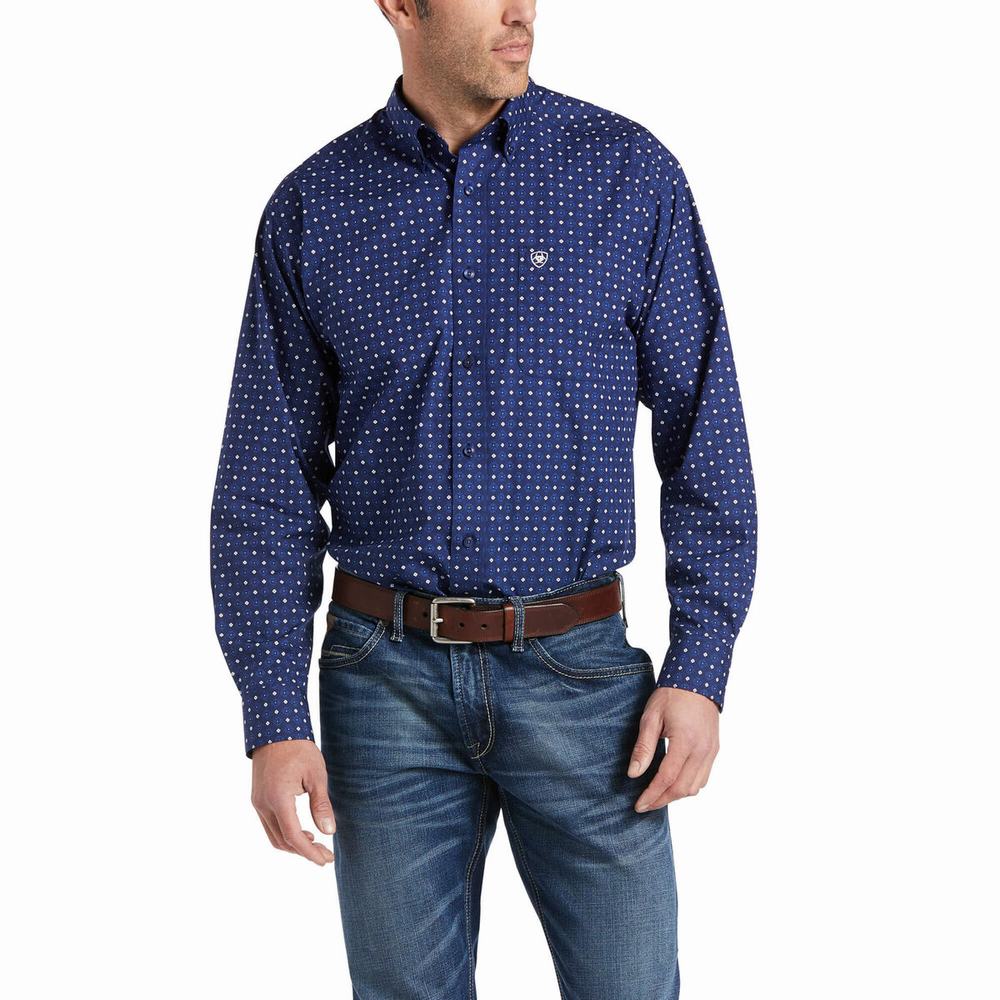 Men\'s Ariat Bedell Classic Fit Shirts Blue | XYOS-29354