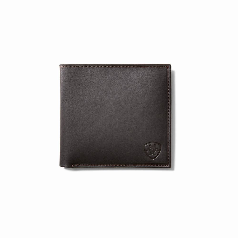 Men\'s Ariat Bifold Logo Wallets Dark Copper | IGAR-42803