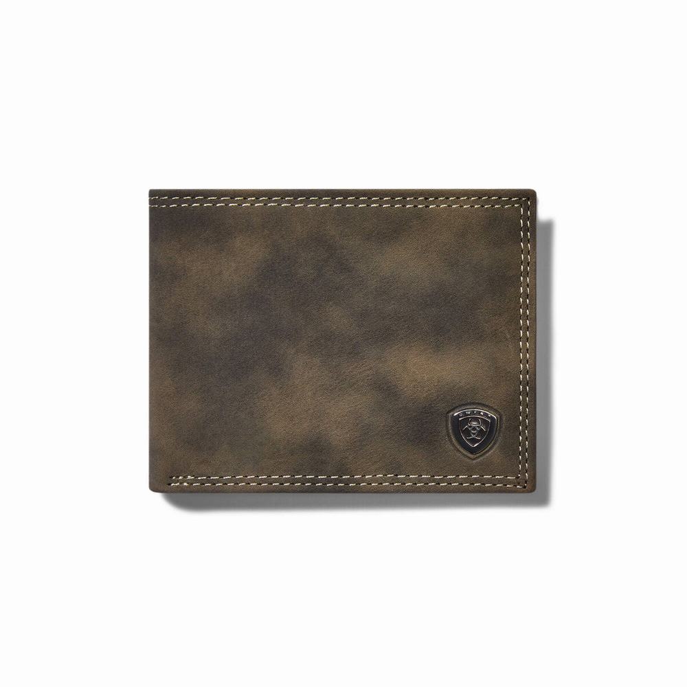 Men\'s Ariat Bifold Logo Wallets Grey | YFKH-05619