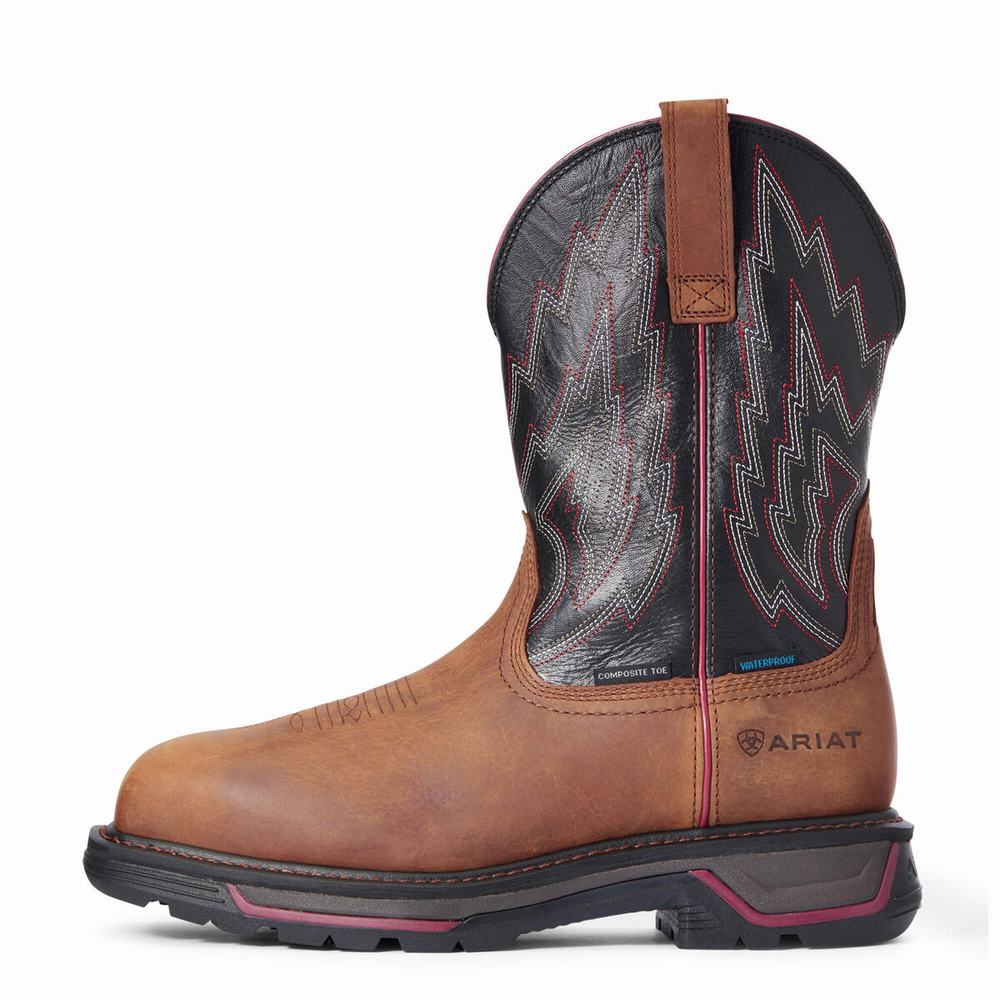 Men's Ariat Big Rig Waterproof Composite Toe Waterproof Boots Brown | BRZX-83704