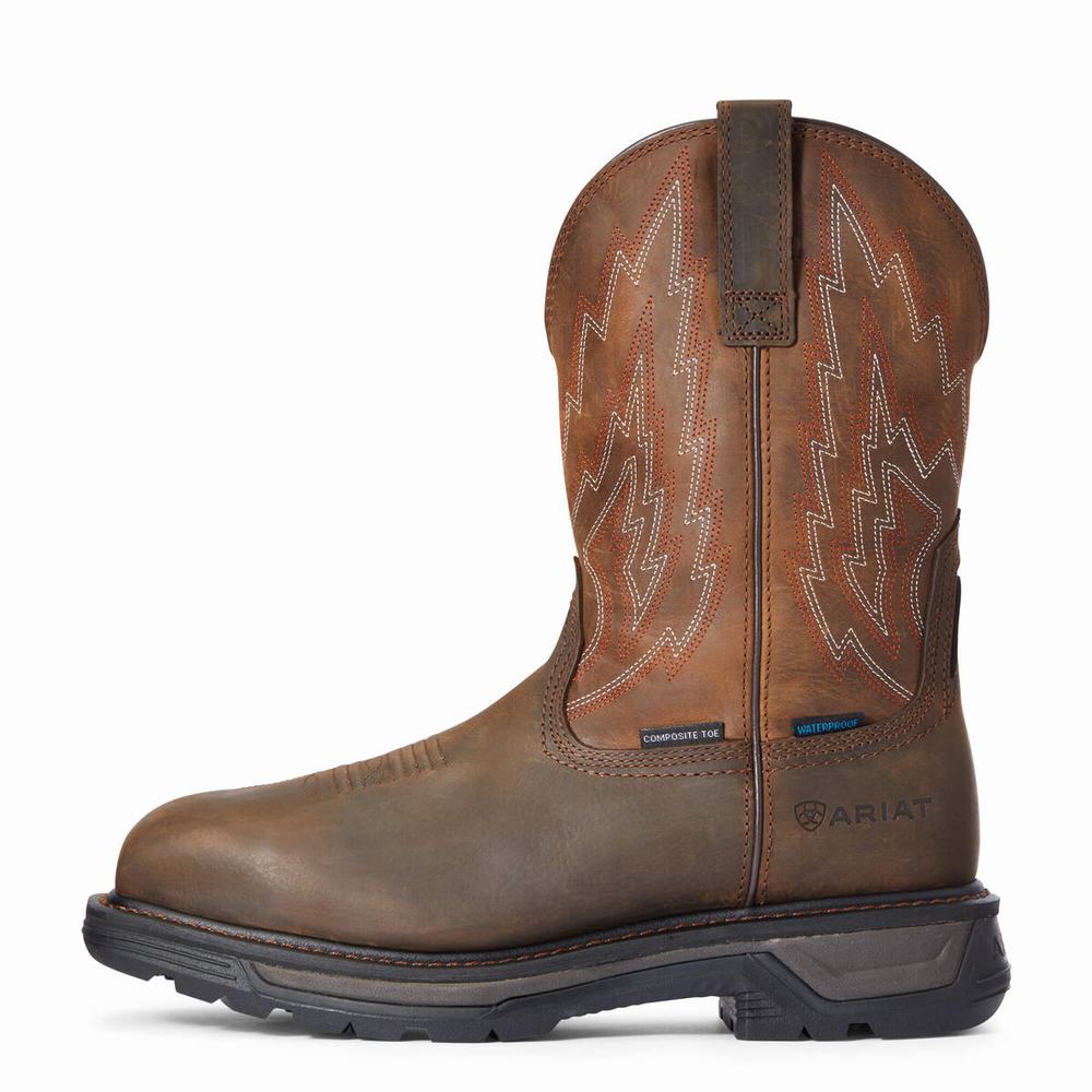 Men's Ariat Big Rig Waterproof Composite Toe Waterproof Boots Dark Brown | FAHU-21403