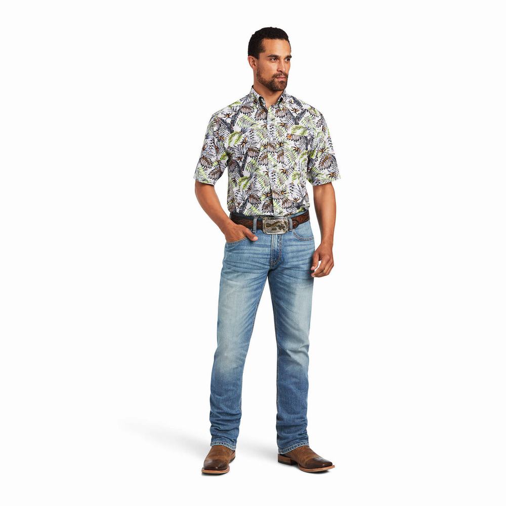 Men's Ariat Blaine Classic Fit Shirts White | JFPO-48357