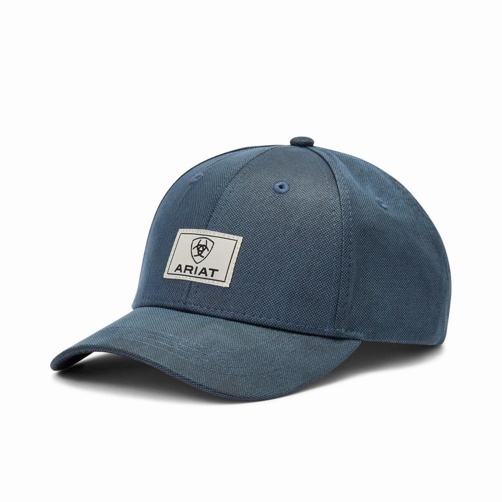 Men\'s Ariat Box Logo Patch Hats Blue | GZDX-10547