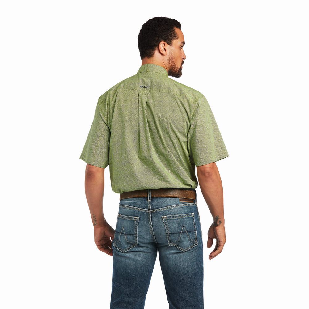 Men's Ariat Branson Stretch Classic Fit Shirts Green | RAKI-58473