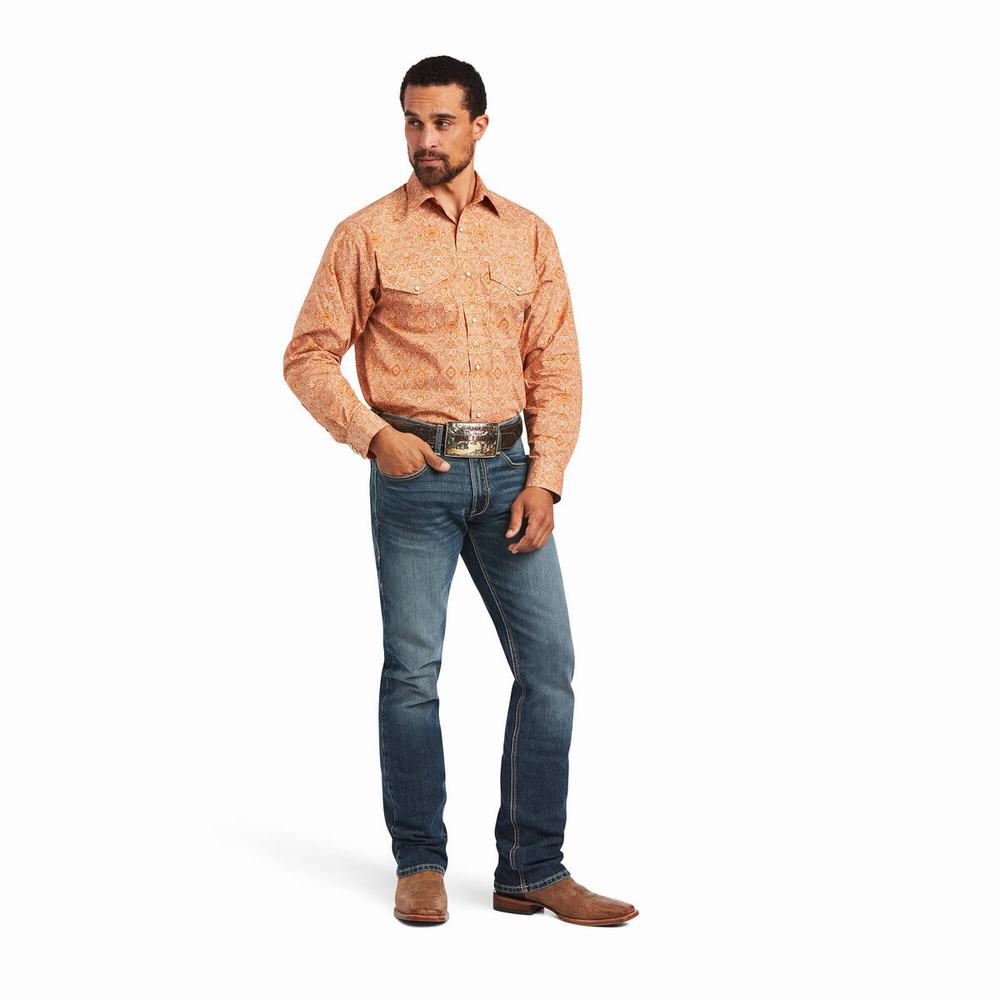 Men's Ariat Braylon Classic Fit Shirts Yellow | SBJN-52073