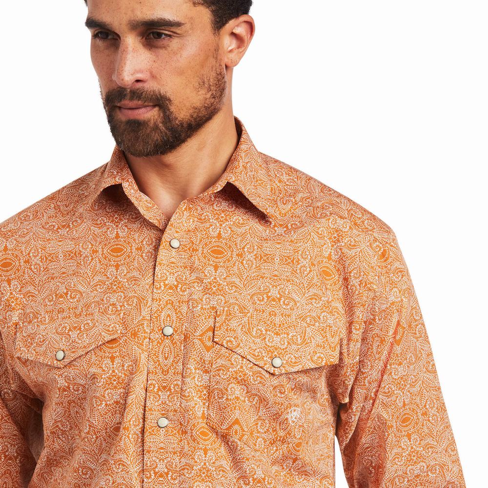 Men's Ariat Braylon Classic Fit Shirts Yellow | SBJN-52073