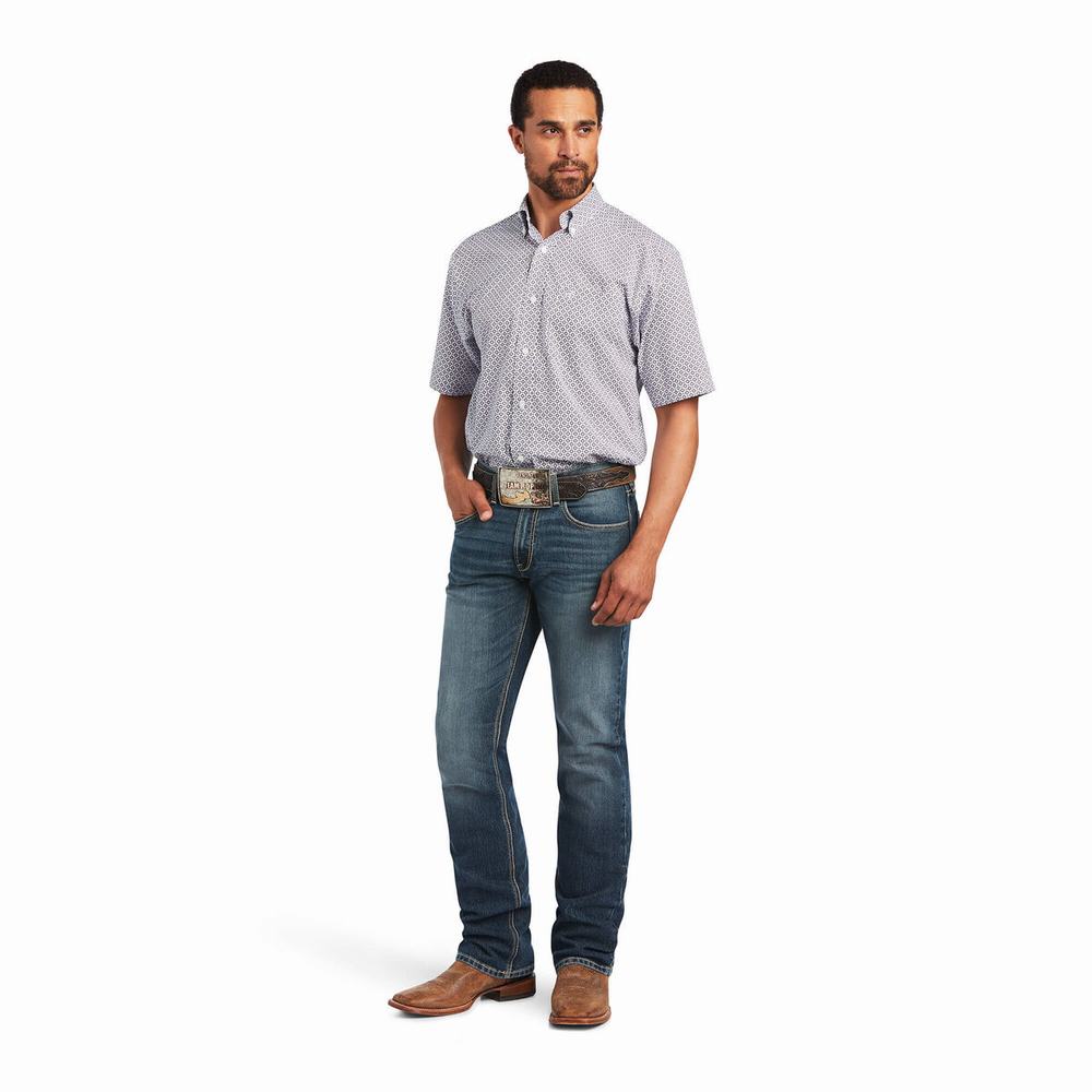 Men's Ariat Brecken Classic Fit Shirts Lavender | BEVW-79640