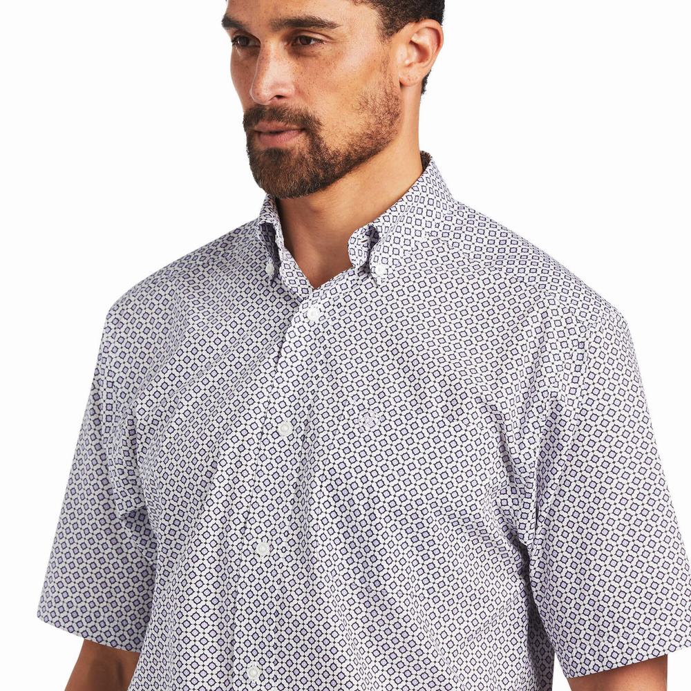 Men's Ariat Brecken Classic Fit Shirts Lavender | BEVW-79640