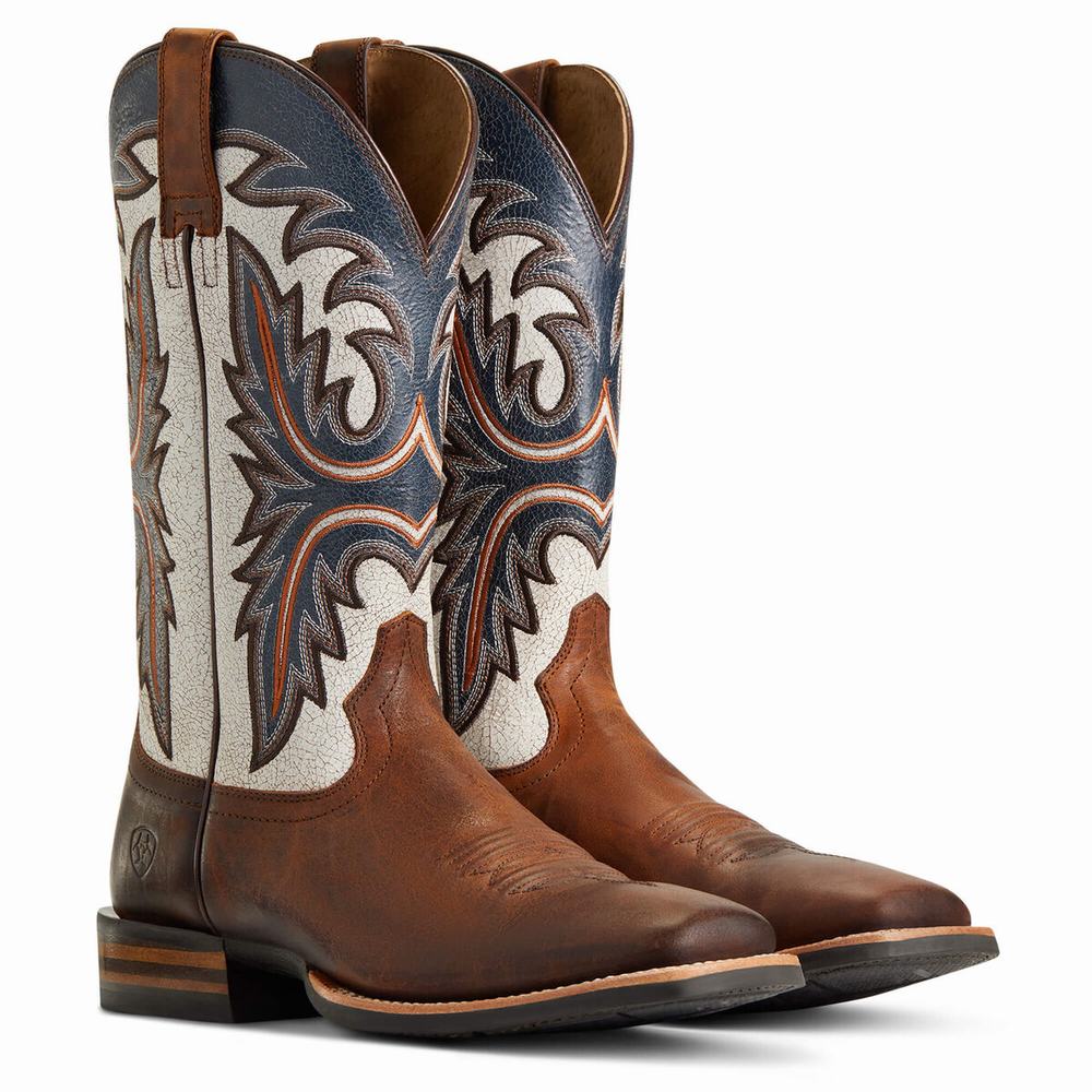 Men's Ariat Brushrider Western Boots Brown | BIGS-53827