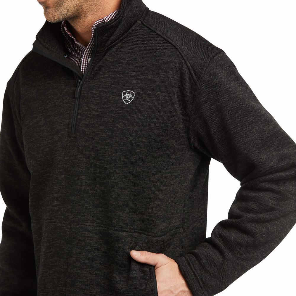 Men's Ariat Caldwell 1/4 Zip Hoodie Grey | DRZQ-85692