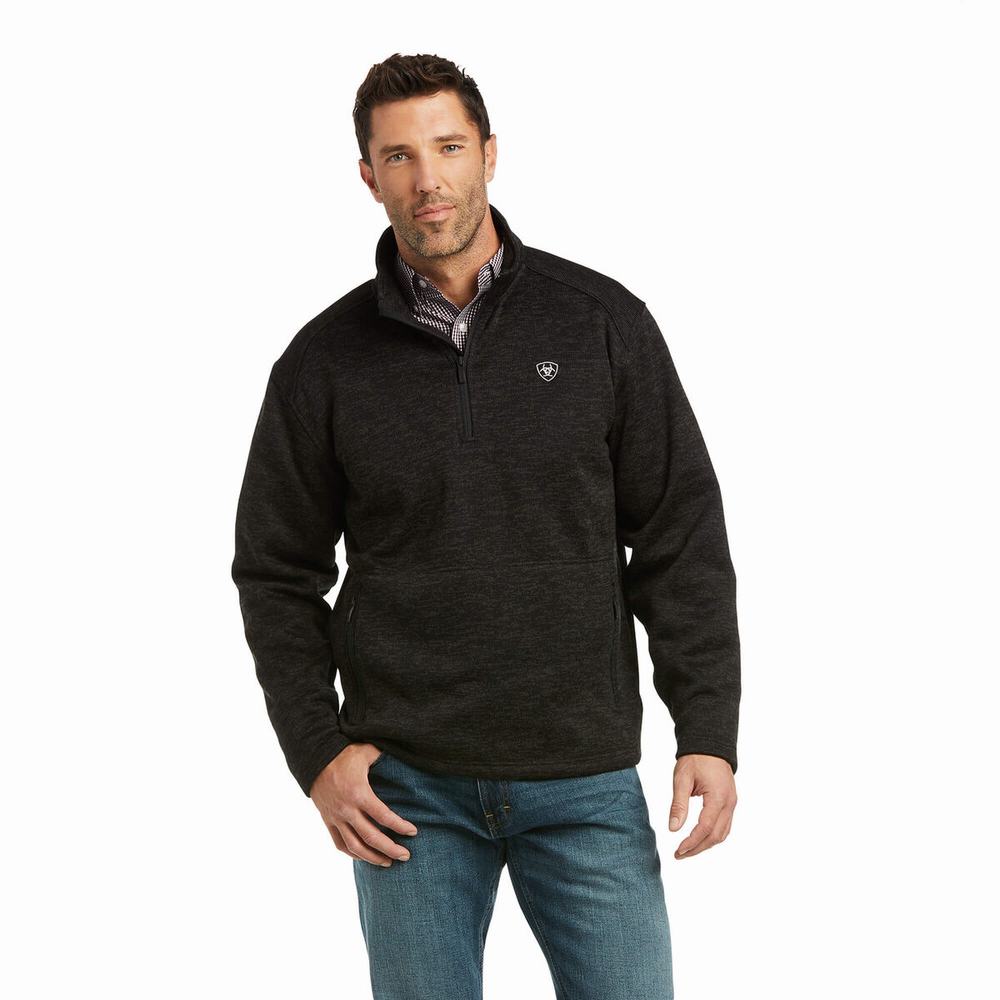 Men\'s Ariat Caldwell 1/4 Zip Hoodie Grey | DRZQ-85692