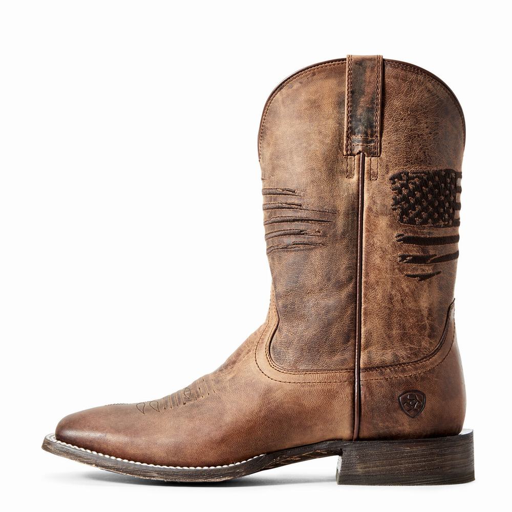 Men's Ariat Circuit Patriot Western Boots Brown | MXNU-43809