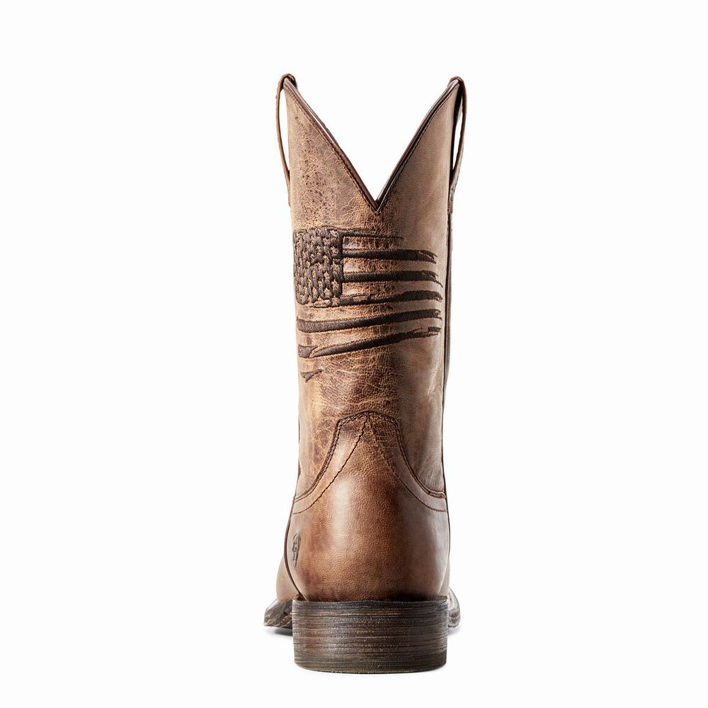 Men's Ariat Circuit Patriot Western Boots Brown | MXNU-43809