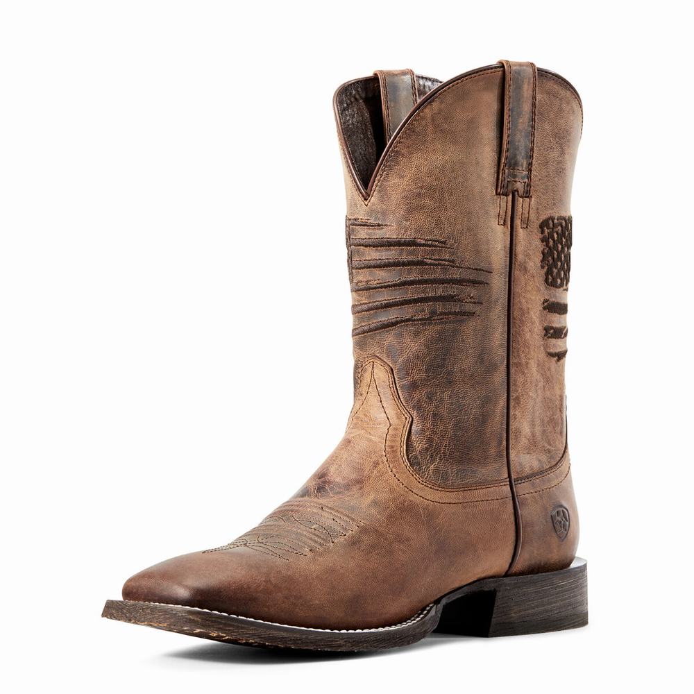 Men\'s Ariat Circuit Patriot Western Boots Brown | MXNU-43809