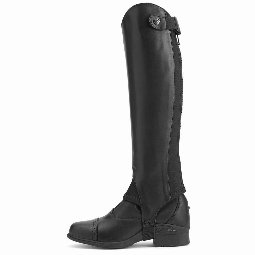 Men's Ariat Close Contour Chap Half Chap Riding Boots Black | TNUI-68217