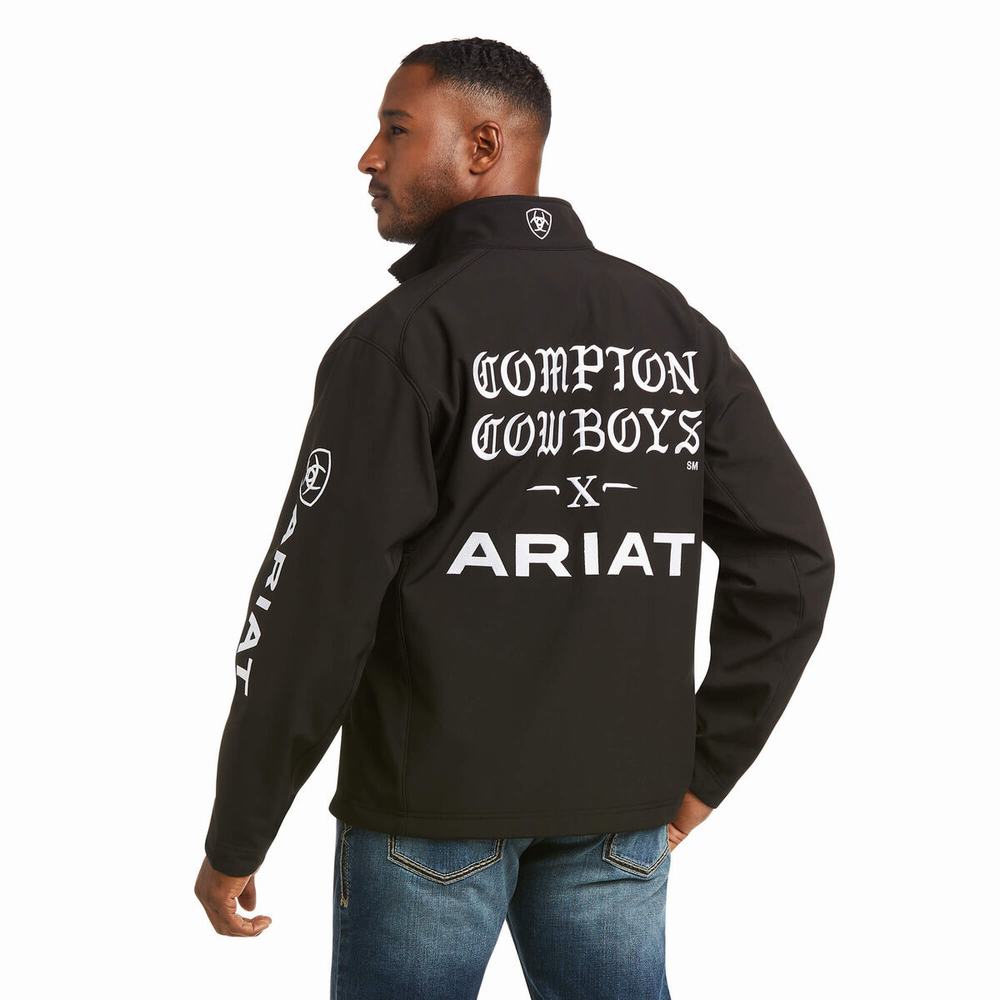 Men's Ariat Compton Cowboys Logo 2.0 Softshell Jackets Black | AHPT-71603