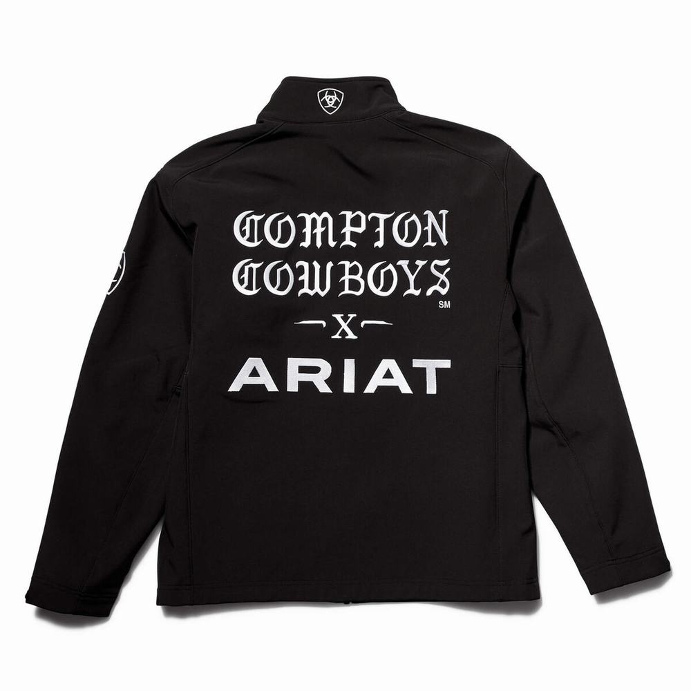 Men's Ariat Compton Cowboys Logo 2.0 Softshell Jackets Black | AHPT-71603