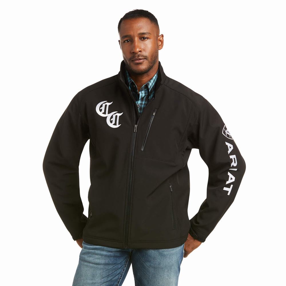 Men\'s Ariat Compton Cowboys Logo 2.0 Softshell Jackets Black | AHPT-71603