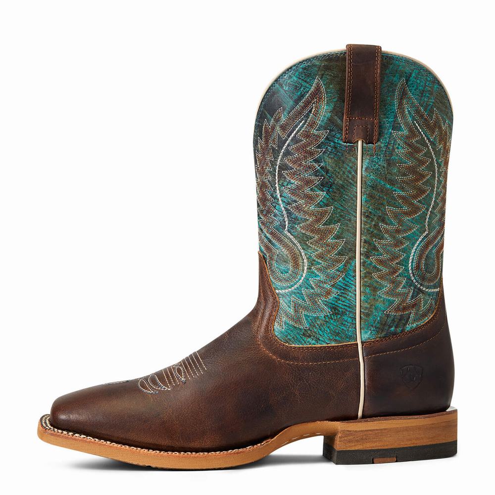 Men's Ariat Cow Camp Western Boots Brown | DLZG-12356