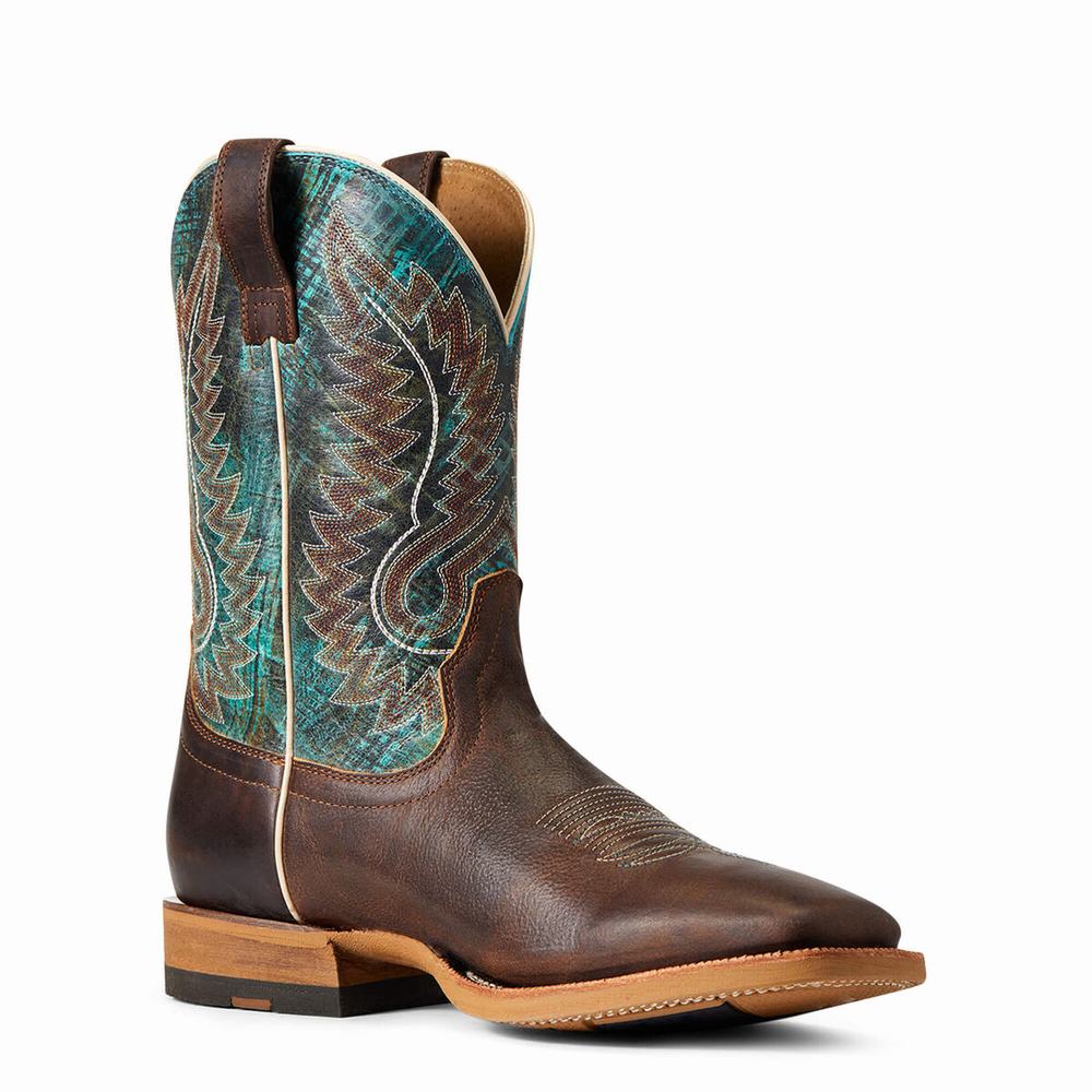 Men's Ariat Cow Camp Western Boots Brown | DLZG-12356