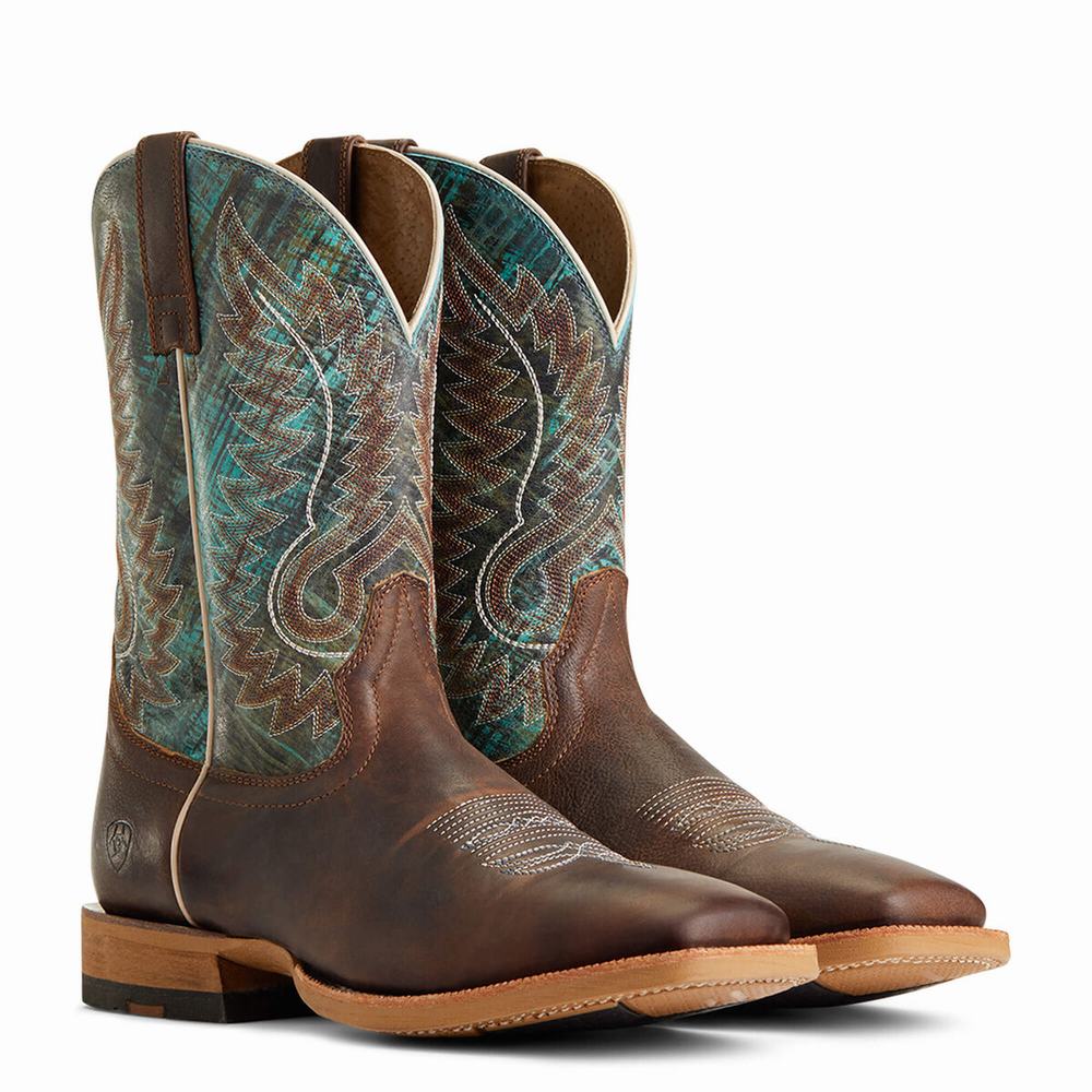 Men's Ariat Cow Camp Western Boots Brown | DLZG-12356