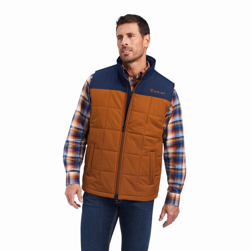 Men\'s Ariat Crius Insulated Jackets Brown / Navy | RYCJ-21309